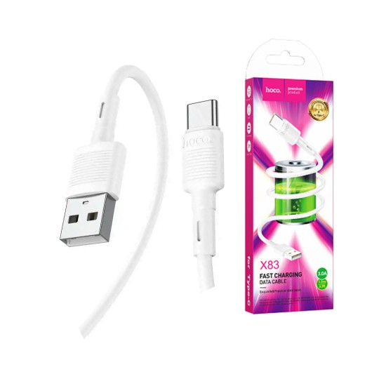 Hoco Fast Charging Data Cable X83 USB to Type C 1M White